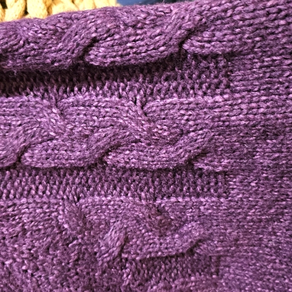 Old Navy Womens Purple Sweater Poncho Size XXL Cable Knit Button Sides Cardigan - Picture 9 of 10